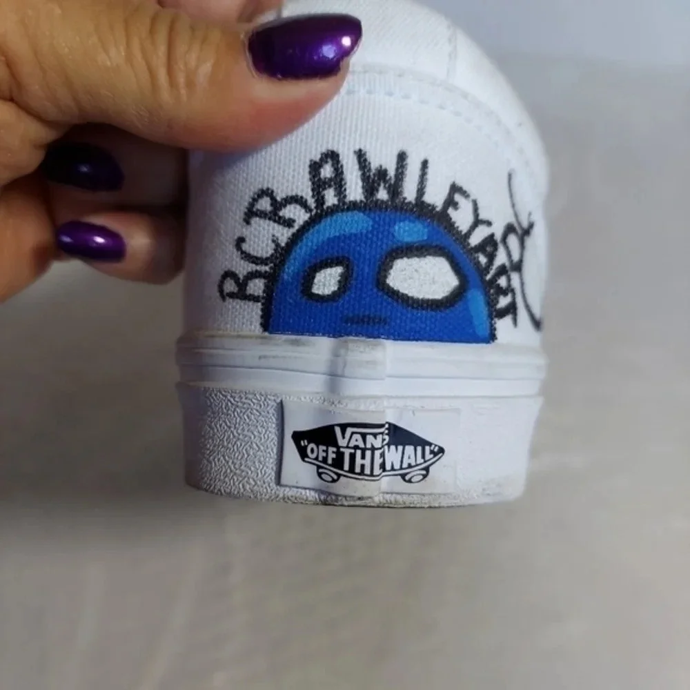 Handcrafted Colorful‎ Doodles and Directions White Van's on white background